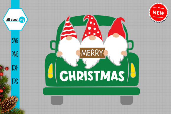 Christmas Gnomes in Truck Svg