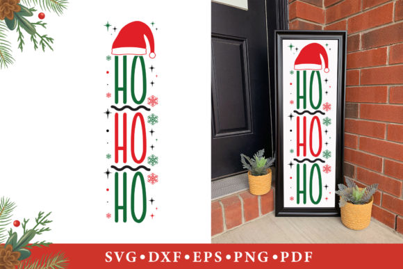 Ho Ho Ho, Christmas Vertical Sign SVG
