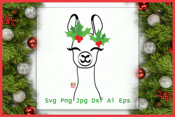 Llama Santa Hat Svg File, Llama Svg